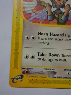 Pokemon TCG Tauros Expedition Base Set 133/165 2002 E Reader Vintage LP - Image 4