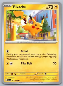 Pikachu 062/193 Common Paldea Evolved Pokemon 2023 NM - Image 1