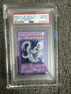 Yu-Gi-Oh! TCG PSA 10 Cyber Twin Dragon CRV-AE035 1st Edition Asian English - Image 1