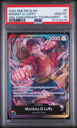 2024 ONE PIECE PROMOS 2ND ANNIVERSARY TOURNAMENT #P MONKEY D. LUFFY PSA 10 - Image 1