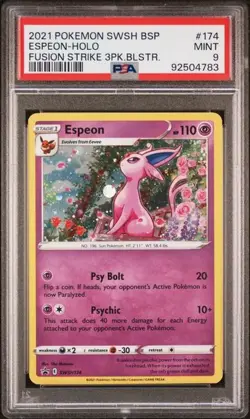 Espeon #174 - Pokemon Fusion Strike 3 Pack Blister Black Star Promo - PSA 9 - Image 1