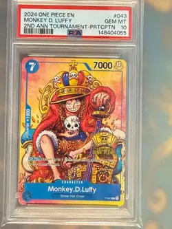 2024 One Piece EN Monkey D. Luffy 2nd Anniversary Tournament Promo #P-043 PSA 10 - Image 4