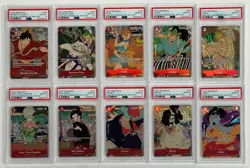 Lot (10) PSA 10 Sequential One Piece English 1st Anniversary Set w/ Luffy Nami - Image 1