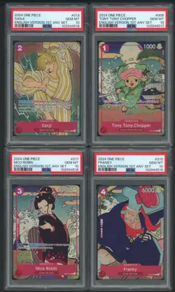 Lot (10) PSA 10 Sequential One Piece English 1st Anniversary Set w/ Luffy Nami - Image 4