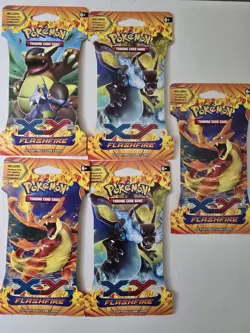 5x Pokemon XY FLASHFIRE SLEEVED PACKS - CHARIZARD ART SET FACTORY SEALED & MINT 820650108877 - Image 1