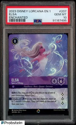 2023 Disney Lorcana En 1 Enchanted #207 Elsa PSA 10 GEM MINT - Image 1