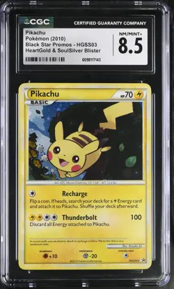 CGC 8.5 Pikachu 2010 Black Star Promos HGSS03 Holo Pokemon Card - Image 1