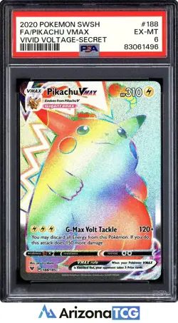Pokemon 2020 Pikachu VMAX 188/185 Full Art Secret Rare Vivid Voltage PSA 6 - Image 1