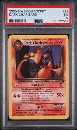 The Pokemon Company Pokemon TCG Team Rocket Dark Charizard 21/82 PSA 5 Eng 2000 - Image 1