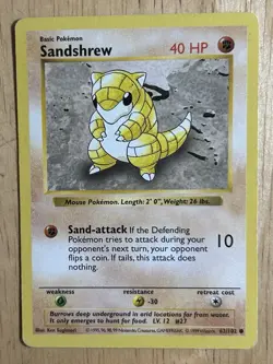 Pokemon TCG Sandshrew 62/102 Shadowless Base Set - Image 1