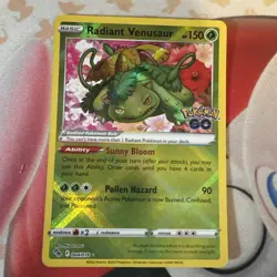Pokemon Radiant Venusaur 004/078 HP150 Radiant Holo Foil Pokemon Go 2022 - Image 1