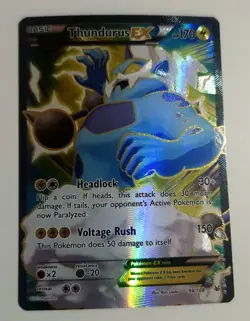 THUNDURUS EX - #98/108 - Pokemon TCG XY Roaring Skies Full Art Ultra Rare PLAYED - Image 1