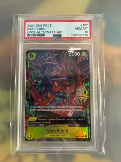 One Piece #107 Nico Robin PSA 10 Alternate Alt Art OP09-107 Emperors World Demon - Image 1