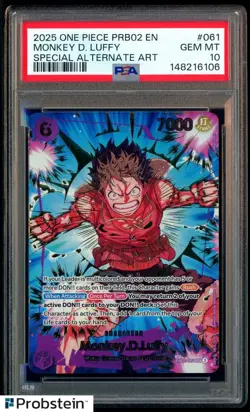 2025 One Piece PRB02 EN #061 Monkey.D.Luffy Special Alternate Art PSA 10 - Image 1