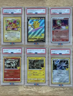 2021 Pokemon Celebrations PSA 9 Lot, Birthday Pikachu-Holo Black Star + 5 Cards - Image 1