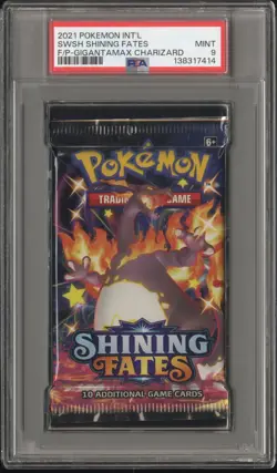 2021 Pokemon INT'L SWSH Shining Fates Foil Booster Pack Charizard Art PSA 9 Mint - Image 1