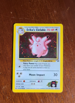 Pokemon Erika’s Clefable 3/132 Gym Heroes Holo Rare WOTC - LP/MP - Image 1