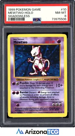 Pokemon 1999 Mewtwo 10/102 Holo Shadowless PSA 8 - Image 1