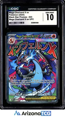 Pokemon 2025 Mega Charizard X ex 023 UPC Black Star Promos GEM MINT CGC 10 - Image 1