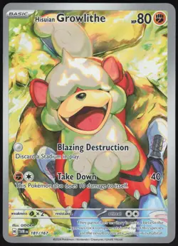 HISUIAN GROWLITHE 181/167 ILLUSTRATION RARE TWILIGHT MASQUERADE POKEMON NM - Image 1