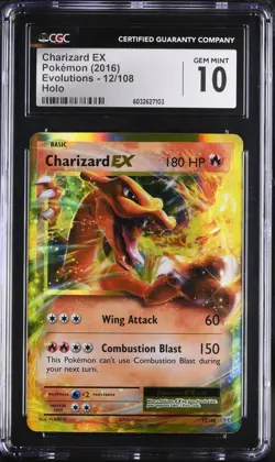 CGC 10 GEM MINT Charizard EX 12/108 XY Evolutions 2016 Holo Rare Pokemon Card - Image 1