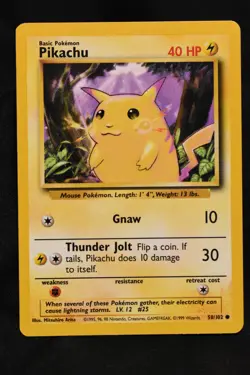 Pikachu 58/102 LP Base Set Regular Common Unlimited Pokemon TCG Card - Image 1