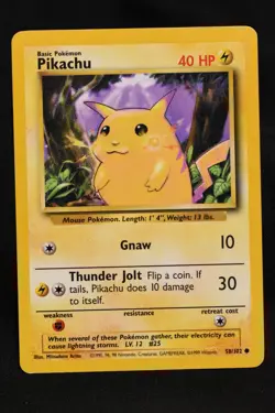 Pikachu 58/102 LP Base Set Regular Common Unlimited Pokemon TCG Card - Image 2