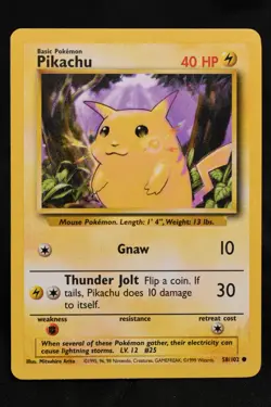 Pikachu 58/102 LP Base Set Regular Common Unlimited Pokemon TCG Card - Image 3
