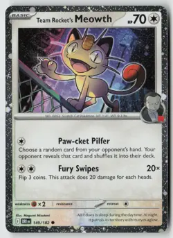 Team Rocket's Meowth (Cosmos Holo) 149/182 - Misc Cards & Products - PTCG - LP - Image 1