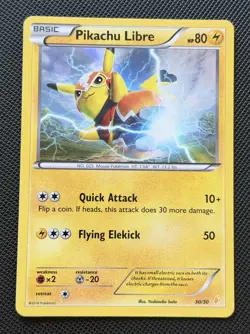 Pokemon Pikachu Libre 30/30 Holo Basic Card XY Trainer Kit English 2016 - Image 1