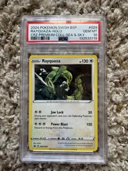 2024 POKEMON RAYQUAZA SWSH029 BLACK STAR PROMO #029 SEA & SKY COSMO HOLO PSA 10 - Image 1