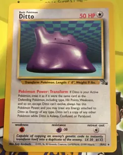 Wizards of the Coast Pokemon TCG Ditto Fossil Rare Unlimited ENG 1999 50HP 18/62 - Image 1