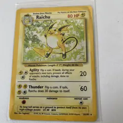 Raichu 14/102 Holo Holo Rare Base Set Unlimited Pokemon HP - Image 1