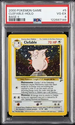 2000 POKEMON BASE SET 2 #5 CLEFABLE-HOLO PSA 4 - Image 1