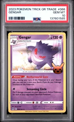 2023 POKEMON TRICK OR TRADE STAMPED #066 GENGAR PSA 10 GEM MINT - Image 1