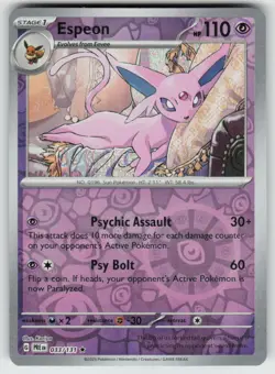 Espeon 033/131 Holo Rare Prismatic Evolutions Pokemon Reverse Holo Near Mint - Image 1