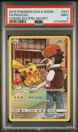 🔹PSA 9 MINT🔹Pikachu 241/236 Secret Rare Holo🔸Cosmic Eclipse 2019 Pokemon TCG - Image 1