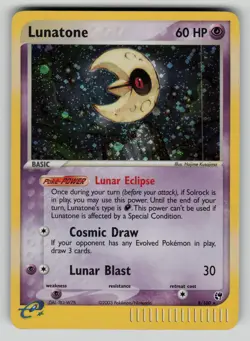 Lunatone 8/100 Sandstorm Pokemon Holo LP - swirl - Image 1
