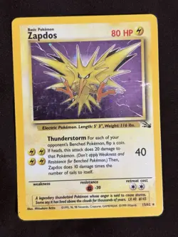 Zapdos Fossil 15/62 Holo TCG Pokemon HP - Image 1