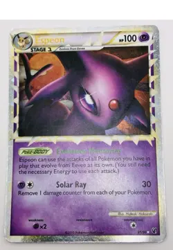 Pokemon TCG Espeon 81/90 Undaunted Holo Rare 2010 LP Vintage - Image 2