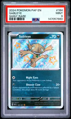 PSA 9 SABLEYE 184/091 SHINY RARE PAF EN-PALDEAN FATES POKEMON - Image 1