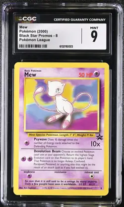 CGC 9 MEW 8 POKEMON LEAGUE BLACK STAR PROMOS POKEMON MINT - Image 1