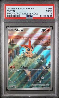 PSA 9 2025 POKEMON SVP EN-SV PROMO 208 VICTINI UNOVA VICTINI ILLUSTRATION BOX - Image 1