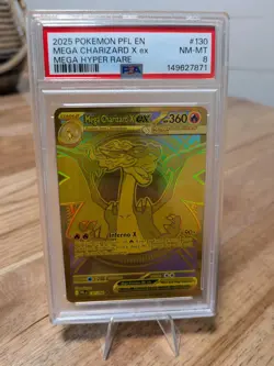 2025 POKEMON PHANTASMAL FLAMES #130 MEGA CHARIZARD X ex MEGA HYPER RARE PSA 8 - Image 1