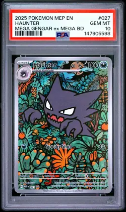 2025 POKEMON MEP EN-ME BLACK STAR PROMO #027 HAUNTER PSA 10 - Image 1