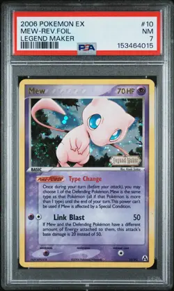 2006 POKEMON EX LEGEND MAKER #10 MEW-REVERSE FOIL PSA 7 - SWIRL - Image 1