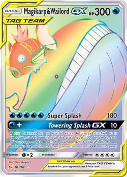 FanArt Rainbow Tag Team HOLO Magikarp Card Wailord Pokemon Card r5-6 READ BELOW - Image 1