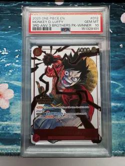 2025 One Piece 3rd Anniversary Winner 3 Brothers Monkey.D.Luffy ST01-012 PSA 10 - Image 1