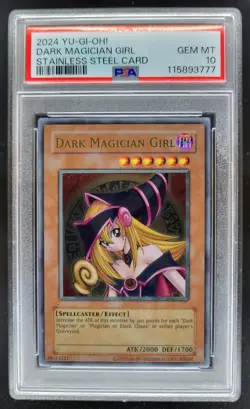 2024 YU-GO-OH! DARK MAGICIAN GIRL STAINLESS STEEL CARD PSA 10 RC7 - Image 1