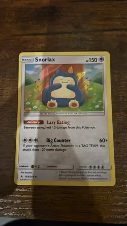 Pokemon TCG Snorlax Unbroken Bonds Holo Card 158/214 - Image 1